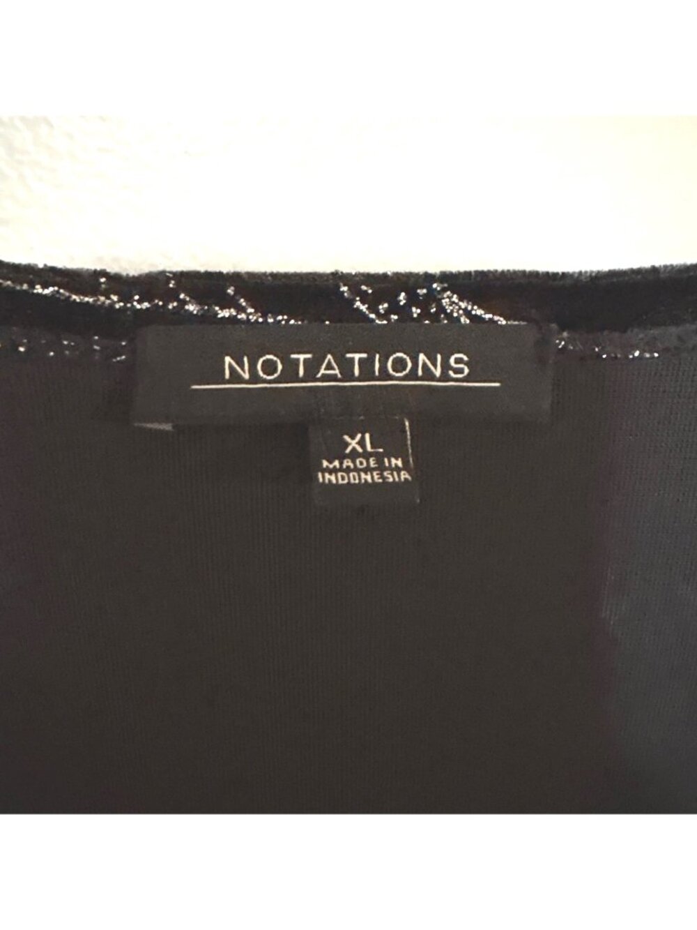 NET Notations XL Black Velvet 3/4 sleeve empress top with built in tank silver - Picture 4 of 8
